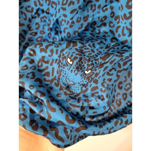 L'Agence Tyler Leopard Silk Blouse, Blue - Picture 10 of 10